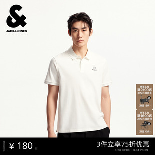 杰克琼斯男装 短袖 春季 通勤翻海鸥领Polo衫 体T恤 新款 巴斯奎特联名