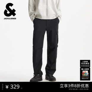 杰克琼斯男装休闲裤宽松版型刺绣设计工装口袋秋季男装长裤子男款