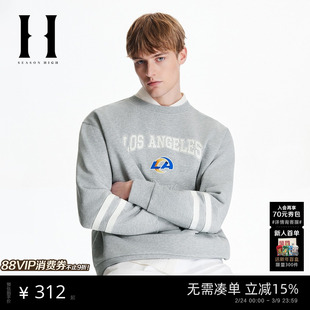 SEASON HIGH春季男装卫衣舒适潮略宽松版型罗纹圆领洛杉矶公羊队