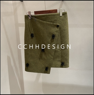 复古洋气百搭高腰蕾丝花边时尚 新款 中长半身裙 2025冬季 欧洲站女装