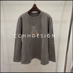 洋气圆领休闲长袖 时尚 宽松套头设计小众T恤 2025年冬季 欧洲站女装