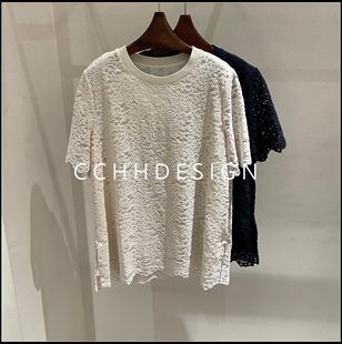 T恤女圆领百搭镂空小衫 欧洲站女装 极繁蕾丝镂空短袖 新款 2026春季