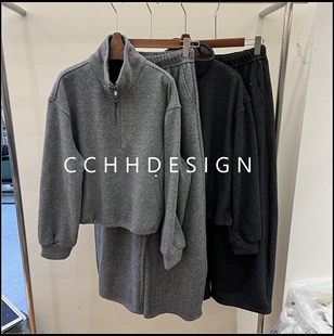 时尚 新款 简约休闲高级感减龄长袖 上衣卫裤 欧洲站女装 套装 2025冬季