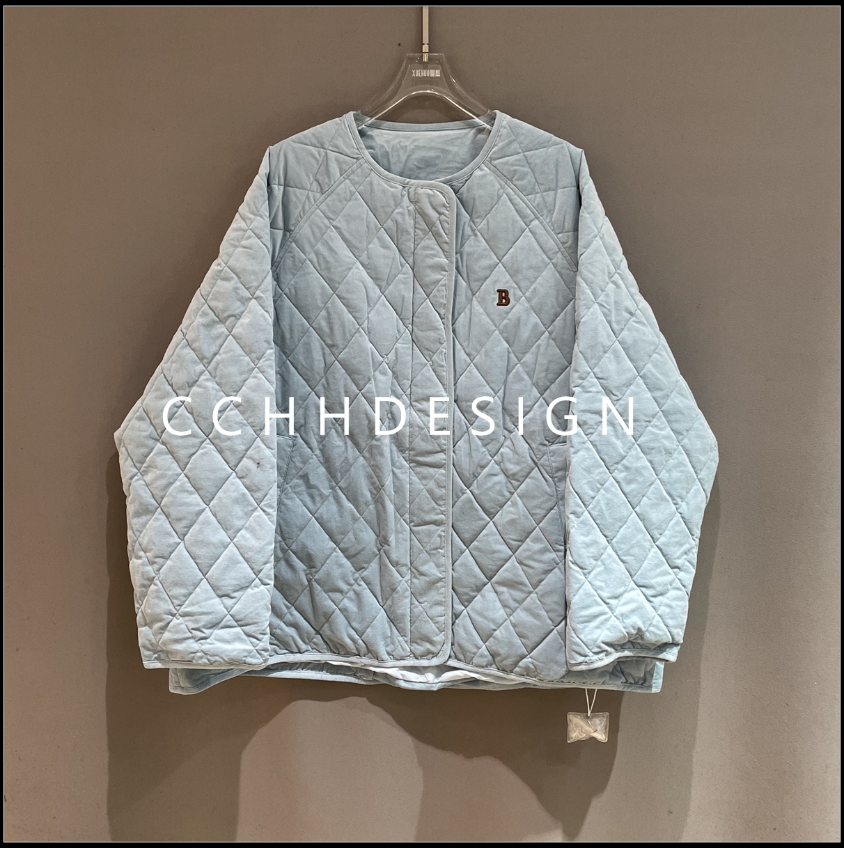 欧洲站女装2025冬季新款时尚宽松百搭洋气圆领拼接设计感夹克外套