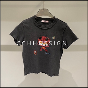 欧洲站女装 新款 卡通印花短袖 T恤女圆领显瘦百搭 2026春季