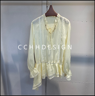 荷叶领衬衫 欧洲站女装 法式 新款 收腰显瘦气质优雅设计感 2026春季