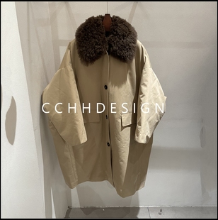 简约气质翻领单排扣长袖 欧洲站女装 时尚 新款 洋气毛呢外套 2025冬季