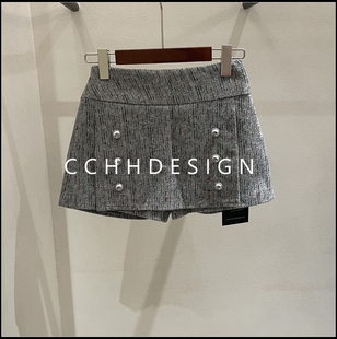 气质双排扣百搭短款 欧洲站女装 时尚 新款 高腰显瘦半身短裙 2025冬季