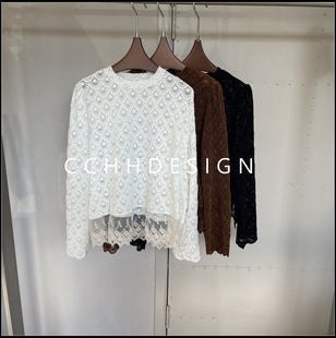 2025冬季 针织衫 新款 蕾丝拼接圆领气质长袖 欧货洋气时尚 欧洲站女装