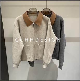 特价 拼接翻领简约百搭双面呢开衫 秒杀 欧货时尚 外套 询价问客服