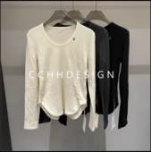 2025冬季 显瘦百搭圆领小众长袖 新款 欧洲站女装 时尚 气质修身 打底衫