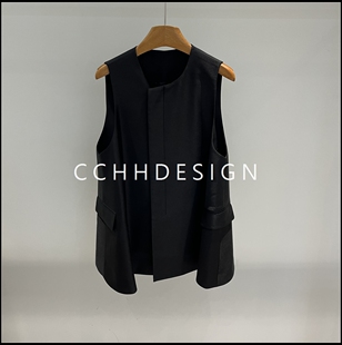 极简风无领马甲A字宽松双口袋无袖 新款 背心 2026春季 欧洲站女装