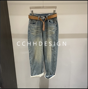 设计感百搭高级感休闲直筒牛仔裤 欧洲站女装 洋气时尚 新款 2025冬季