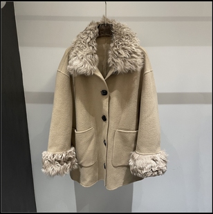 欧洲站女装2025年冬季洋气时尚宽松百搭翻领两面穿高级感长袖外套