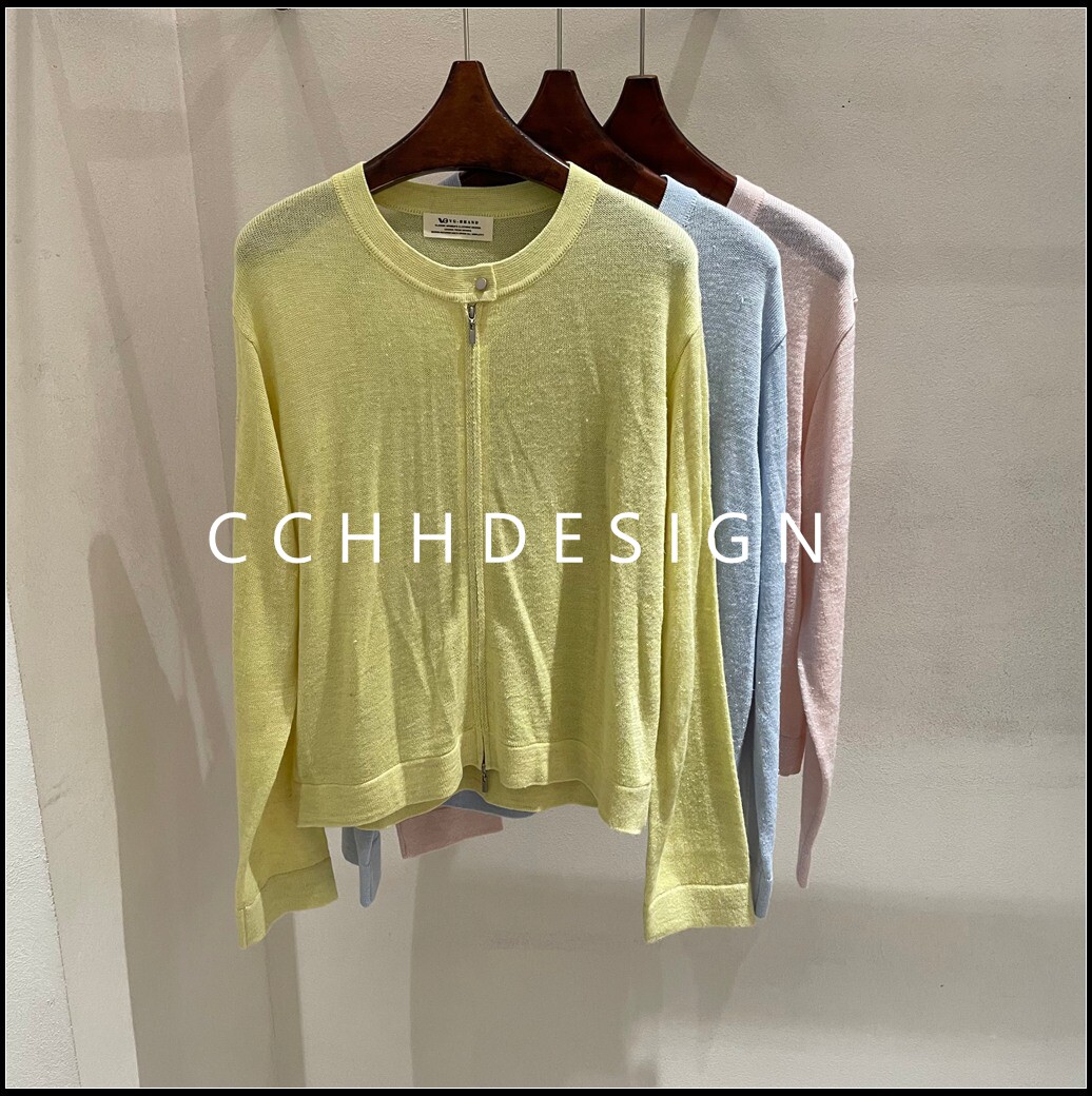 欧洲站女装2026春季新款糖果色圆领拉链针织开衫百搭显瘦减龄薄款