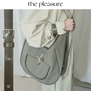 the pleasure【明星同款】野花流浪包大容量牛皮帆布老钱单肩斜挎