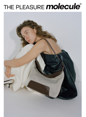 the pleasure molecule帆船包中号头层牛皮帆布斜挎单肩包老钱风