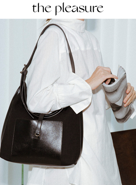 the pleasure早秋新品钥匙帆船包斜挎单肩包帆布拼皮大容量松弛感