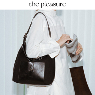 the pleasure早秋新品钥匙帆船包斜挎单肩包帆布拼皮大容量松弛感