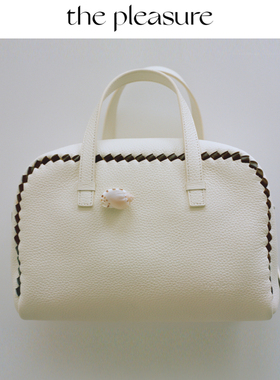 the pleasure【明星同款】新款手工编织波士顿荔枝纹头层牛皮斜挎