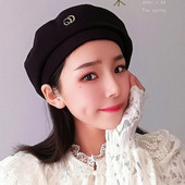 秋冬贝雷帽欧美简约CG百搭韩版 磨毛呢八角帽复古时尚 啾啾蓓蕾帽潮