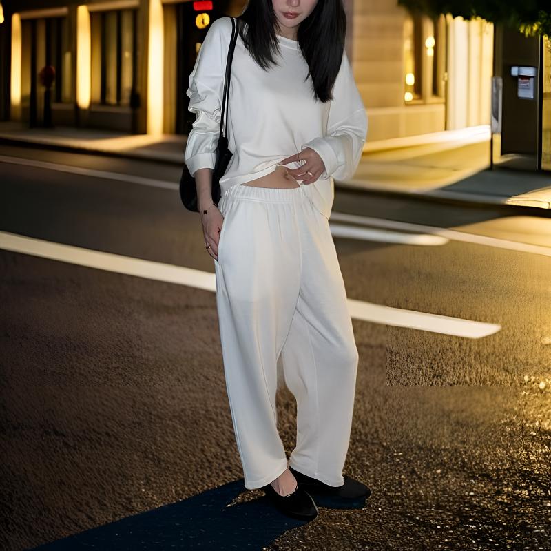 秋冬女新款汉麻宽松卫衣T裤套装