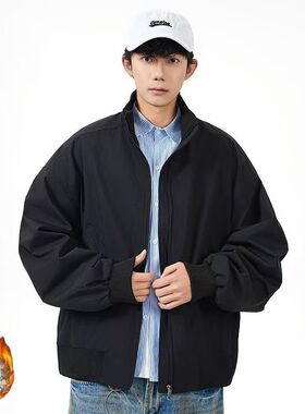 简式复古立领休闲春秋季基础百搭拉链纯色夹克外套