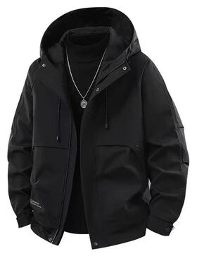 连帽防风户外工装休闲防风冲锋夹克外套男士简约潮流连帽春季上衣