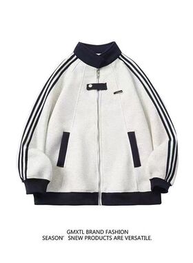 时尚活力撞色青春长袖春秋装美式休闲翻领夹克潮流开衫外套上衣