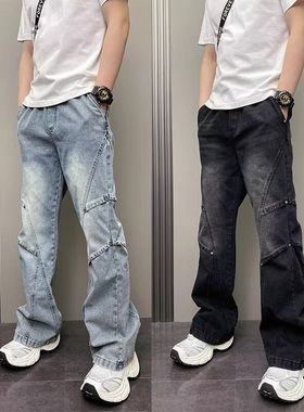 大码黑色微喇叭牛仔裤女2025年新款秋冬弹力高腰宽松显瘦马蹄裤子