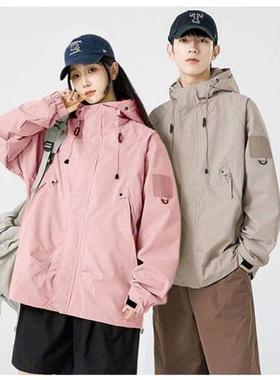 2025新款外套男春秋季休闲帅气夹克男装立领简约百搭冲锋衣上衣外