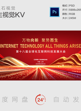 金红色周年庆典年会晚宴表彰庆功大会开业奠基主视觉背景展板KV