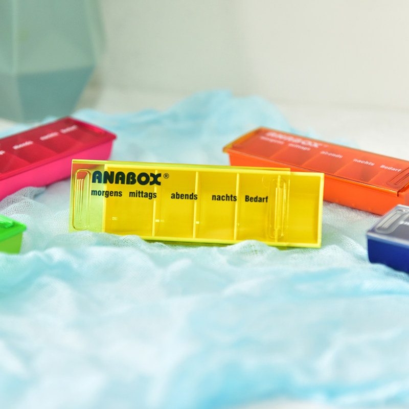 德国进口ANNABOX原装便携五格药盒防潮大容量每日处方药片分装盒