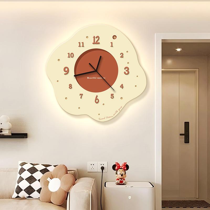 奶油风创意挂钟客厅装饰画