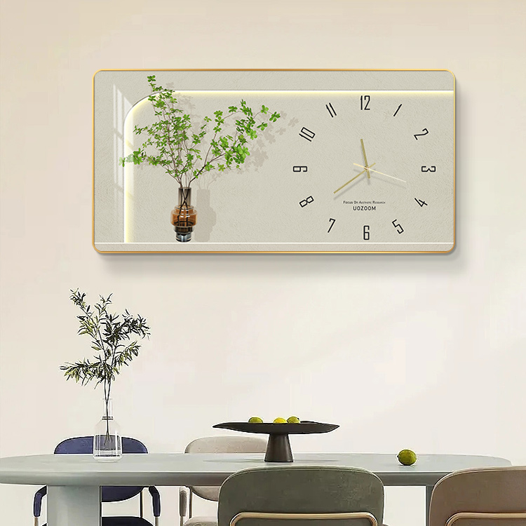 奶油风客厅装饰画挂钟2024年新款