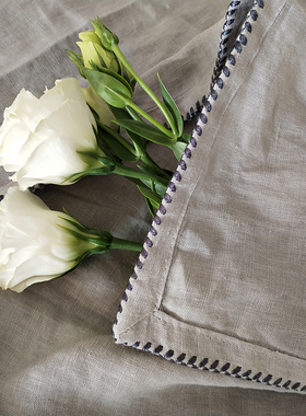 清仓 法国进口原单包装全 大牌硬货 纯亚麻桌布刺绣边 南法风餐巾