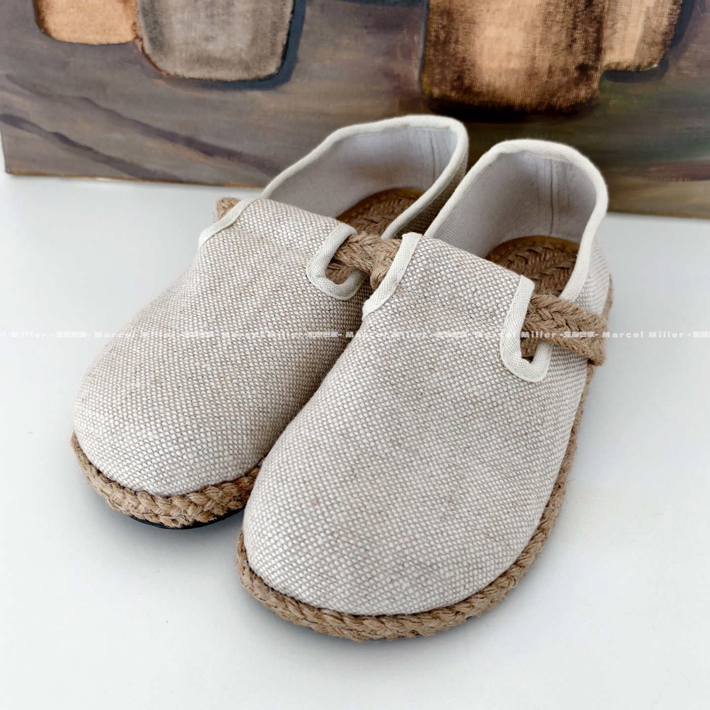 亚麻博肯鞋不闷脚透气休闲平底鞋