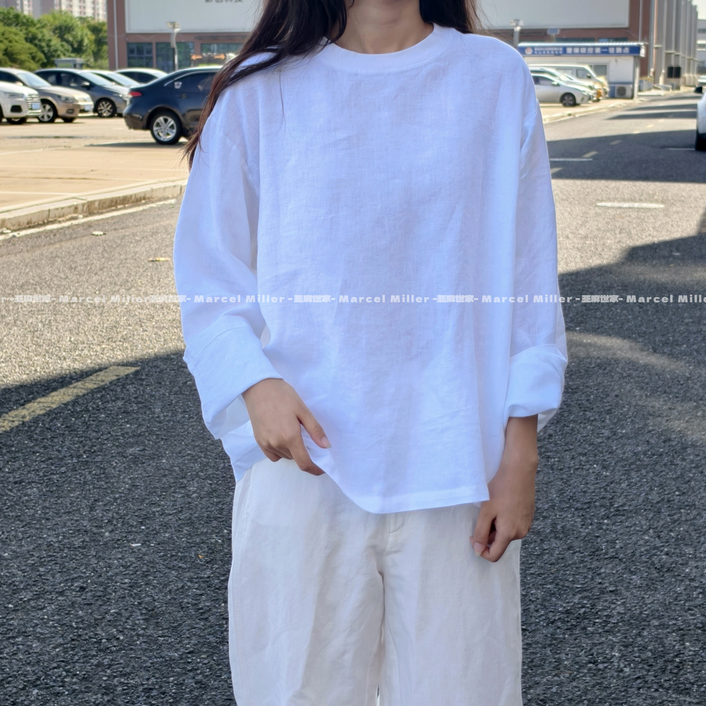 100%汉麻双雨露色长袖卫衣打底衫