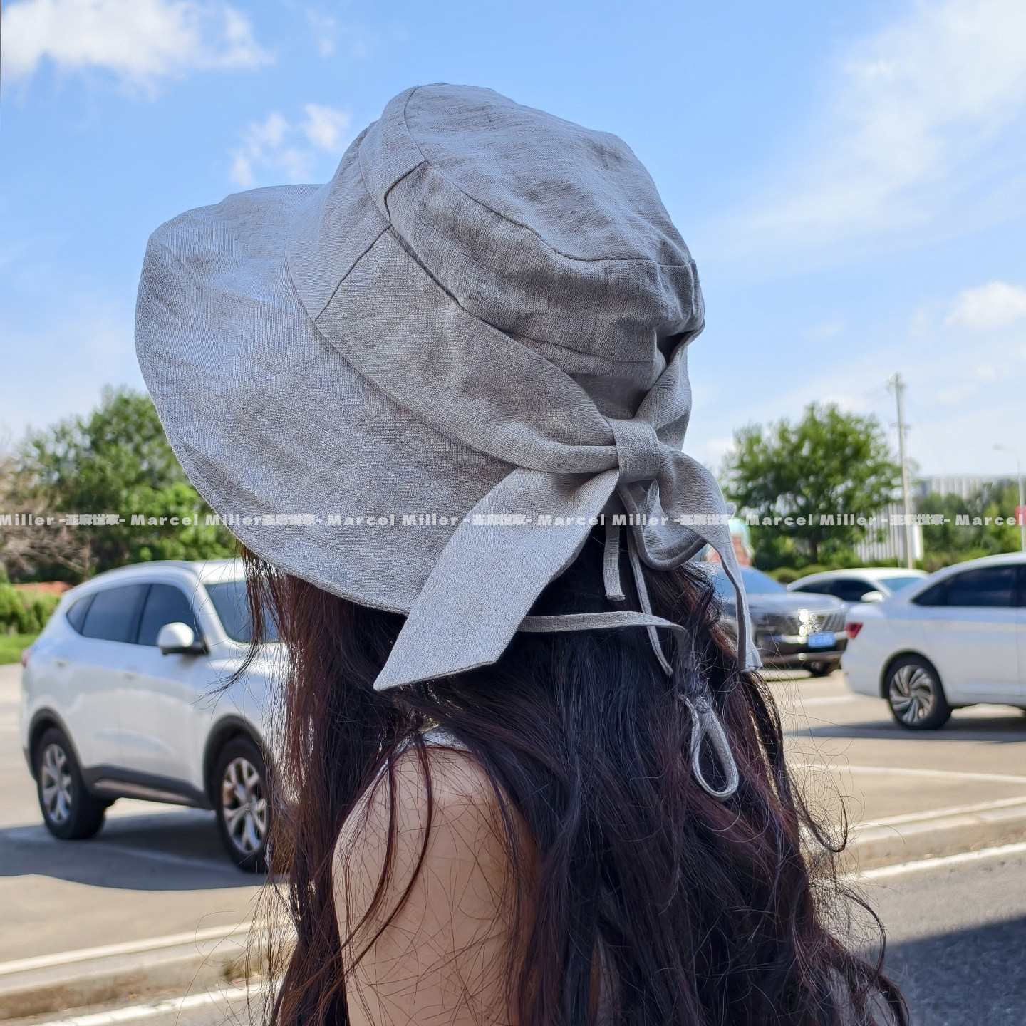 蝴蝶结天然汉麻遮阳帽 大帽檐遮阳遮脸防晒可折叠水洗休闲太阳帽