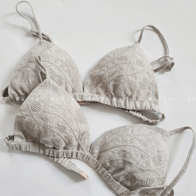 法式无钢圈汉麻内衣透气胸罩