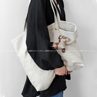 Rustic·原色亚麻加厚帆布托特包单层大容量慵懒松弛通勤单肩大包
