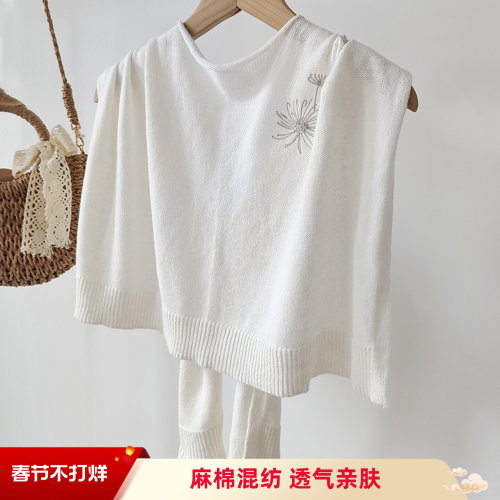 春夏秋亚麻棉刺绣披肩搭肩