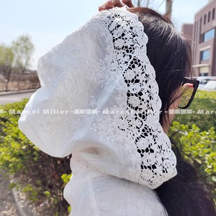 诗篇·100% 高支亚麻连帽浮雕刺绣防晒衫 女士春夏防晒透气白衬衫