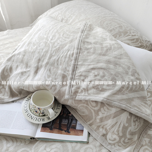 100%天然亚麻凉席枕巾色织提花三件套柔软舒适透气抑菌可水洗软席