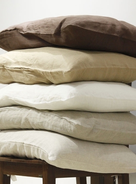 法国进口原料 全麻枕套透气抑菌冬暖夏凉天然亚麻单人美式信封枕