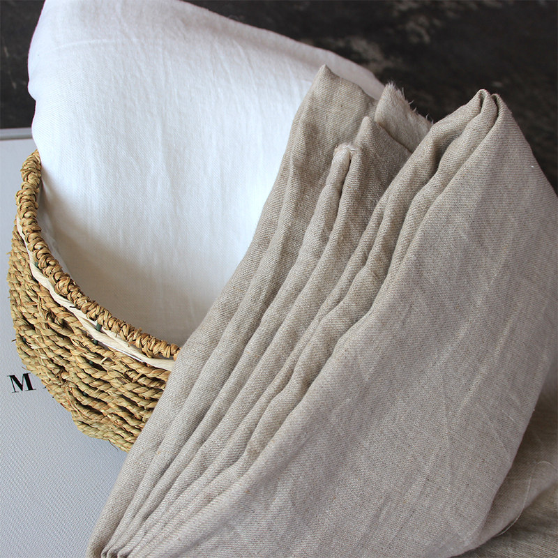 法国纱线 水洗纯色亚麻斜纹布 面料手工布料  单价为0.1米的价格