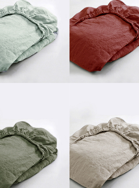 大麻床笠 酵素洗100%汉麻床笠单层1.5/1.8米席梦思床垫用防滑全包