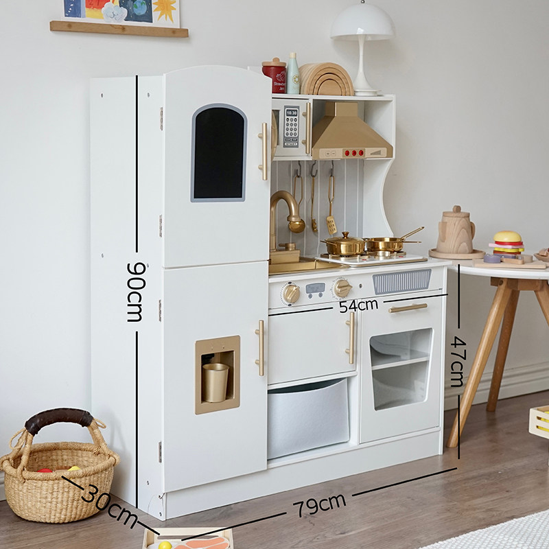 어린이 주방 장난감 소리와 빛 수영장 나무 시뮬레이션 놀이 집 냉장고 전자 레인지 3-6 세 시뮬레이션 요리