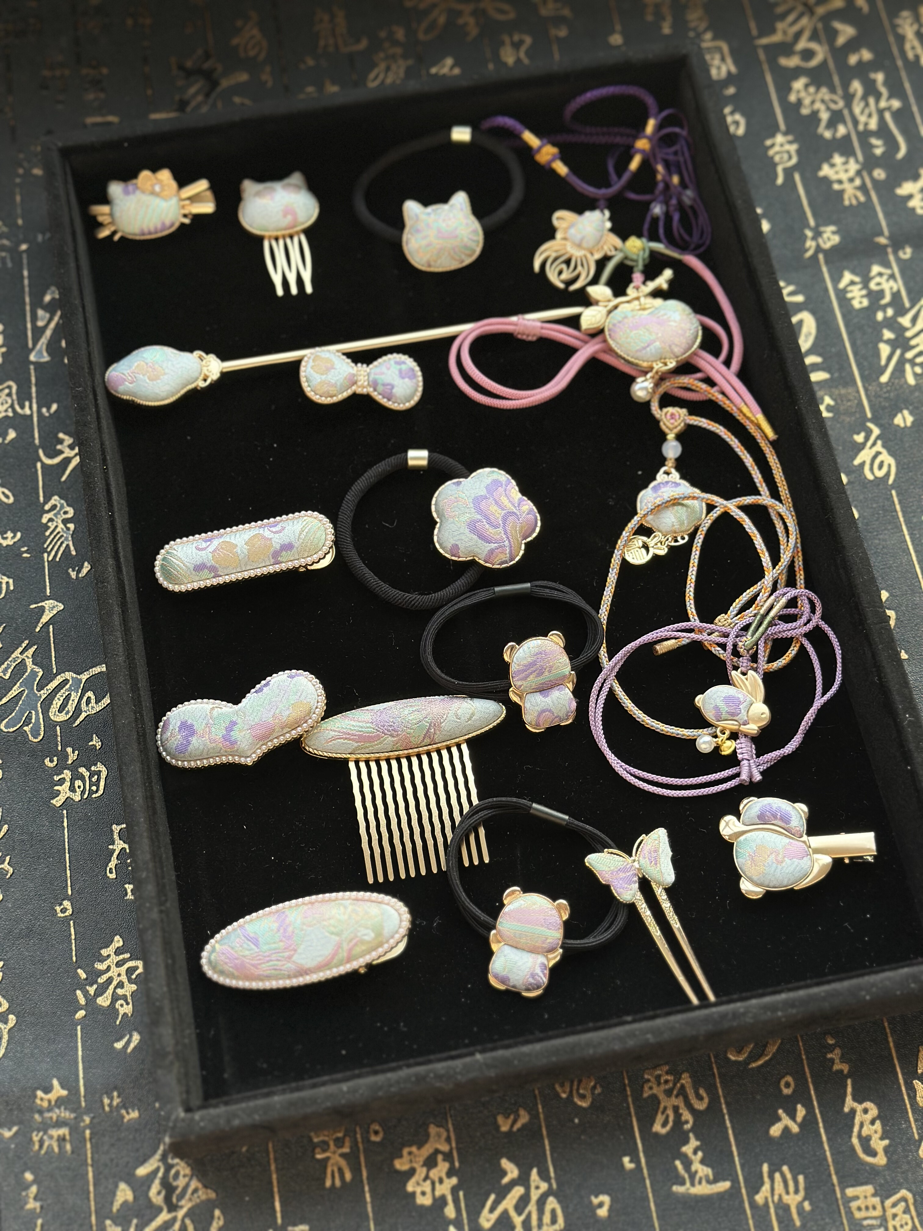 百分桑蚕丝宋锦新中式国风配饰旗袍古风发簪古装汉服头饰发饰发夹