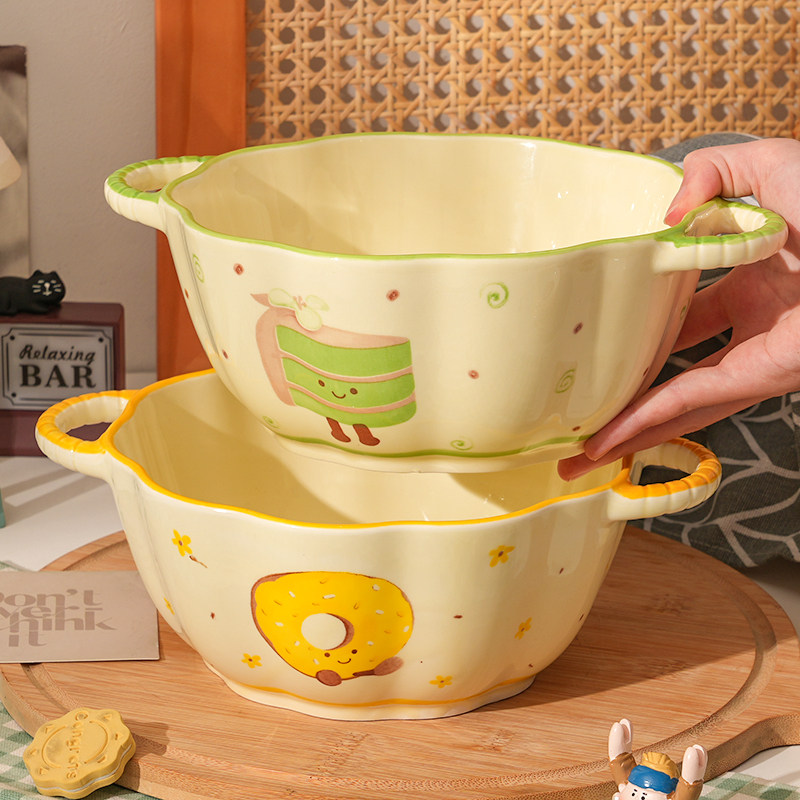 【茶语甜心】大汤碗奶油风大容量汤碗螺蛳粉碗陶瓷家用餐具组合,餐饮具,碗,淘宝优惠券,粉丝福利购,淘宝优惠卷